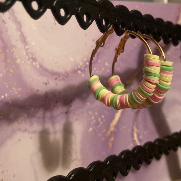 Jewelry - Handmade Hypoallergenic Clay Bead Earring Hoops